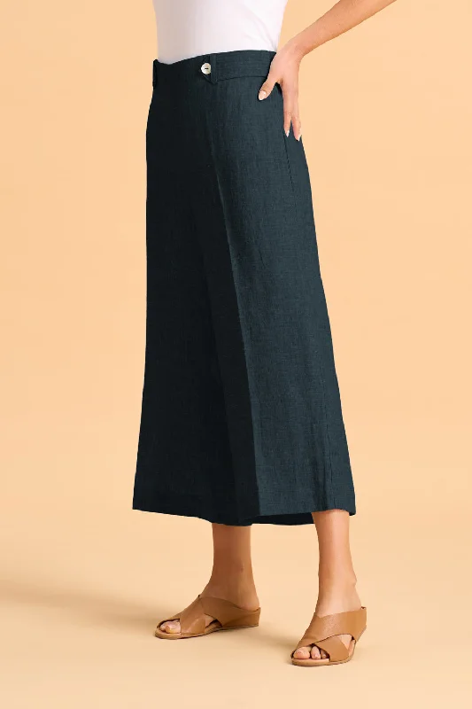 Waist Tab Linen Culotte - Ink