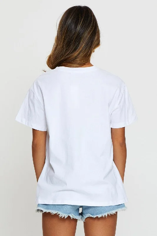 White Graphic T Shirt Short Sleeve