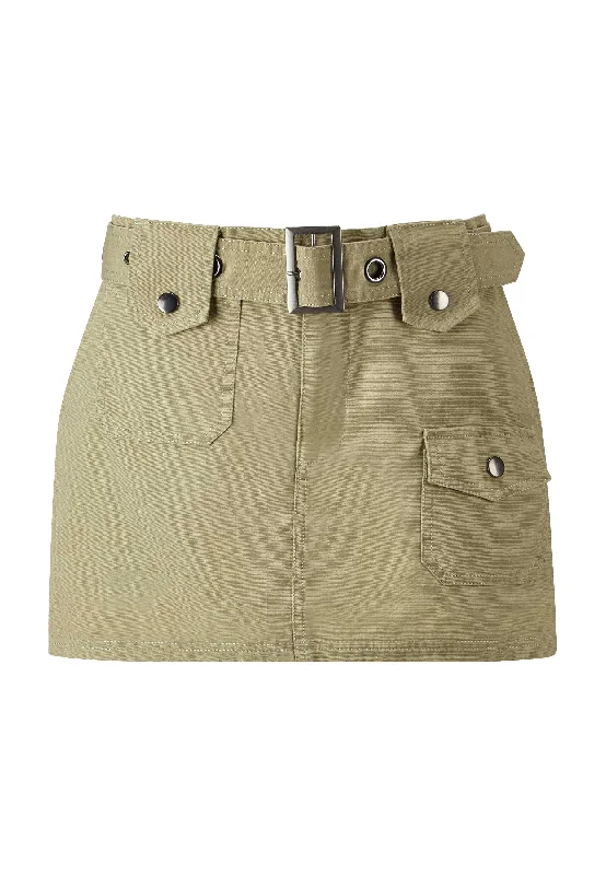 Womens Geisha Girl Cargo Mini Skirt - Green