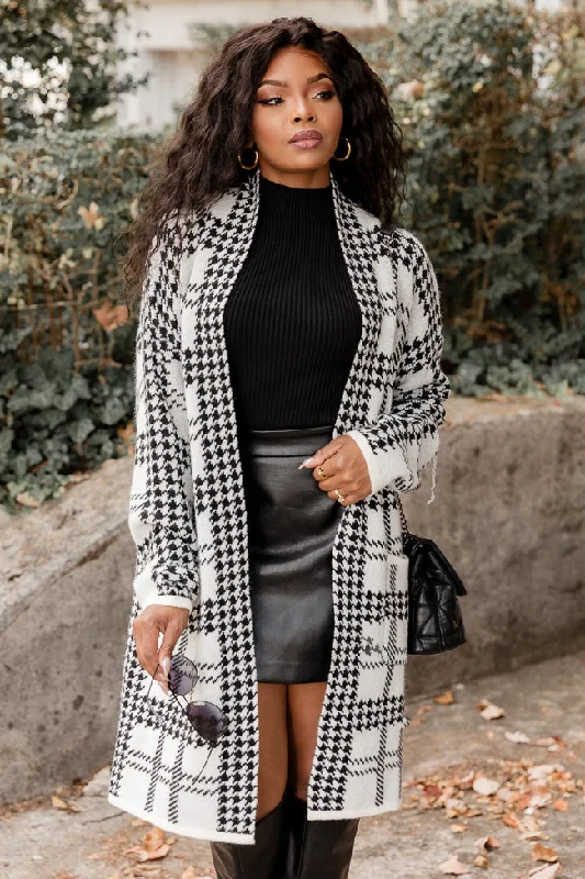 After All Black Houndstooth Cardigan