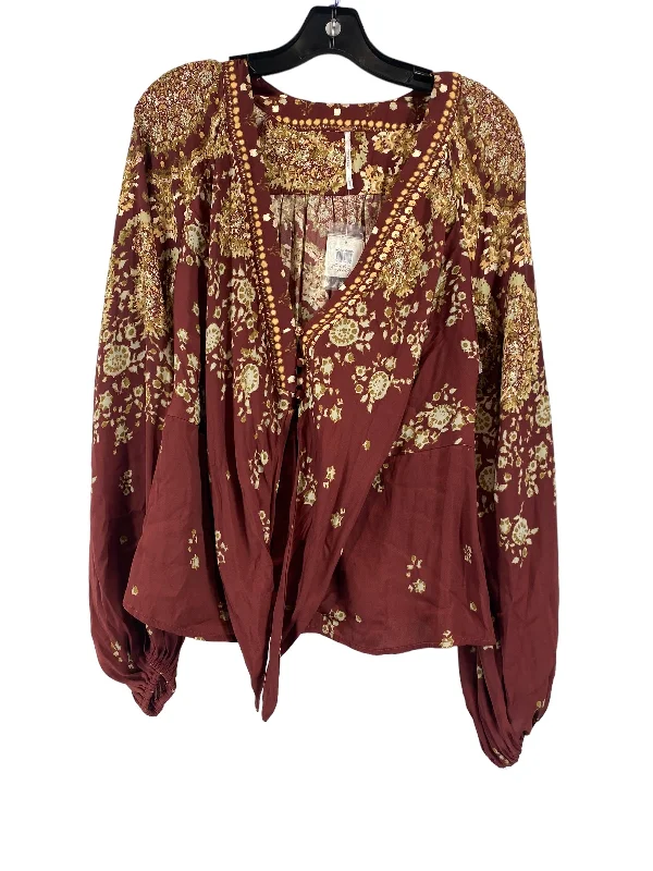 Blouse Long Sleeve By Free People In Red, Size: M