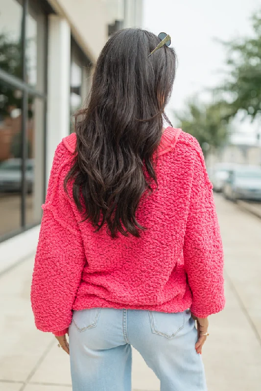 Breath Of Fresh Air Pink Textured Cardigan