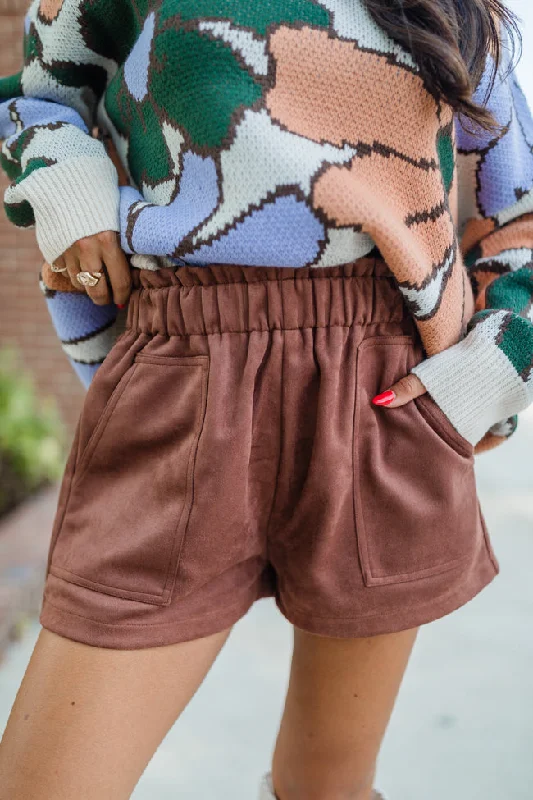 Final Moments Brown Suede Shorts