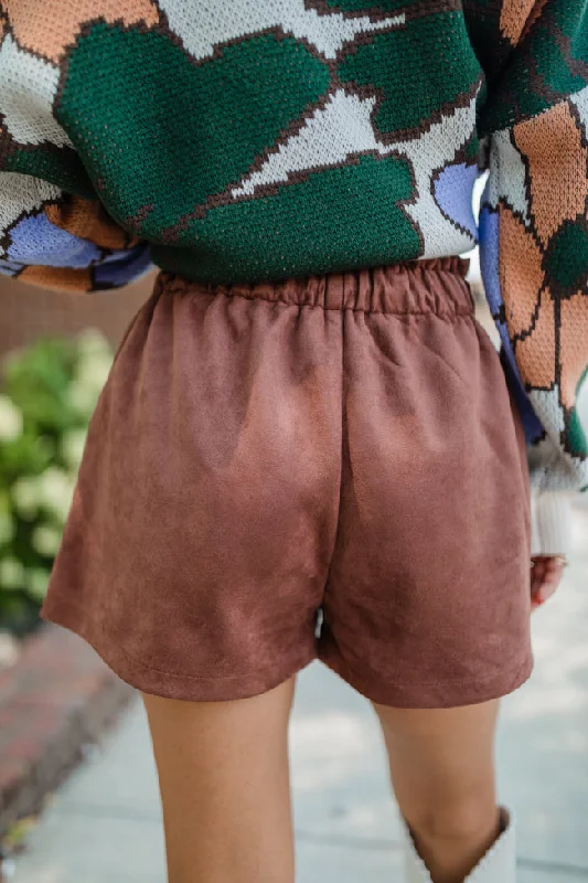 Final Moments Brown Suede Shorts