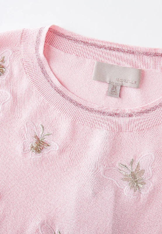 Embroidery-detail Ribbed-trim Knitted Top