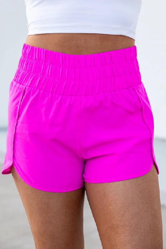 Errands To Run Solid Magenta High Waisted Athletic Shorts FINAL SALE