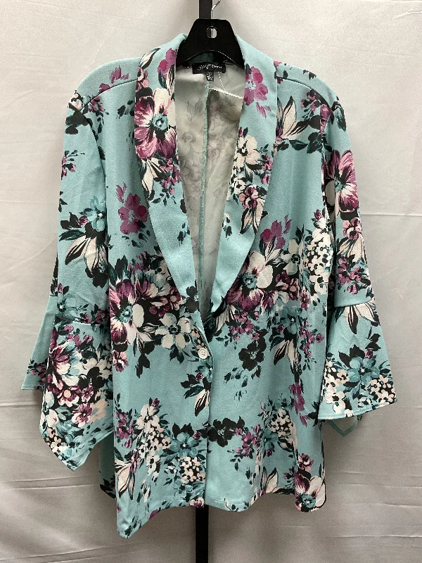 Floral Print Blazer Slinky Brand, Size 2x