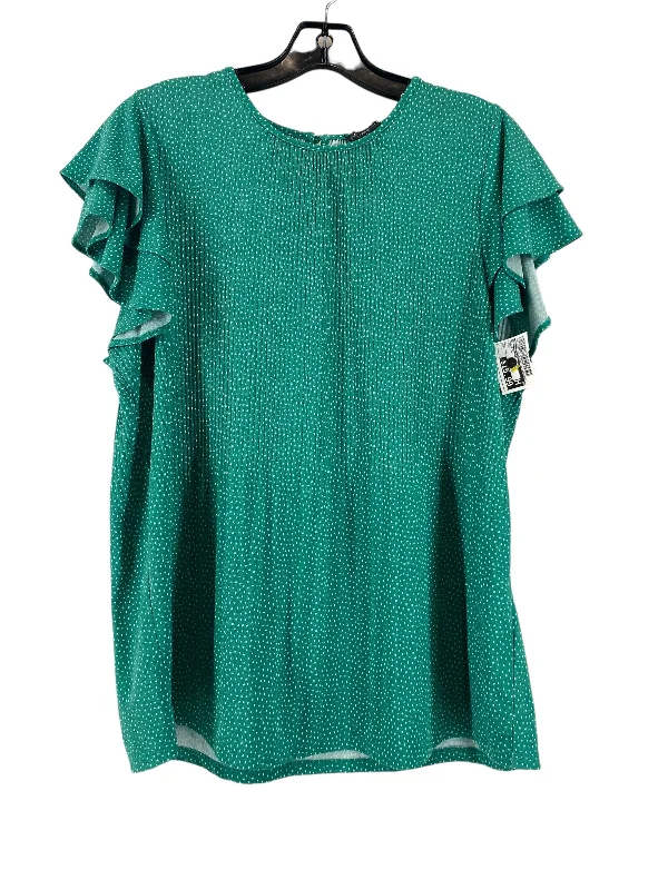 Green Blouse Short Sleeve Adrianna Papell, Size L