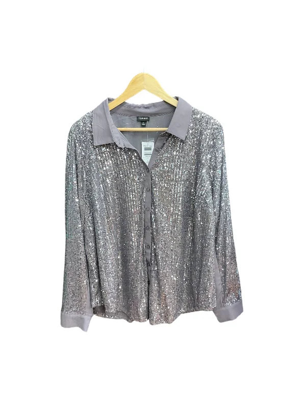 Grey Blouse Long Sleeve Torrid, Size 2x