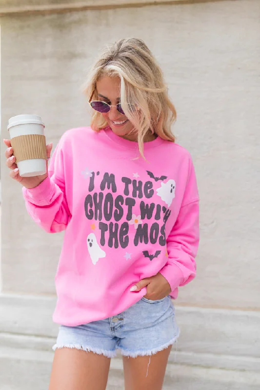 I'm The Ghost With The Most Pink Oversized Graphic Sweatshirt