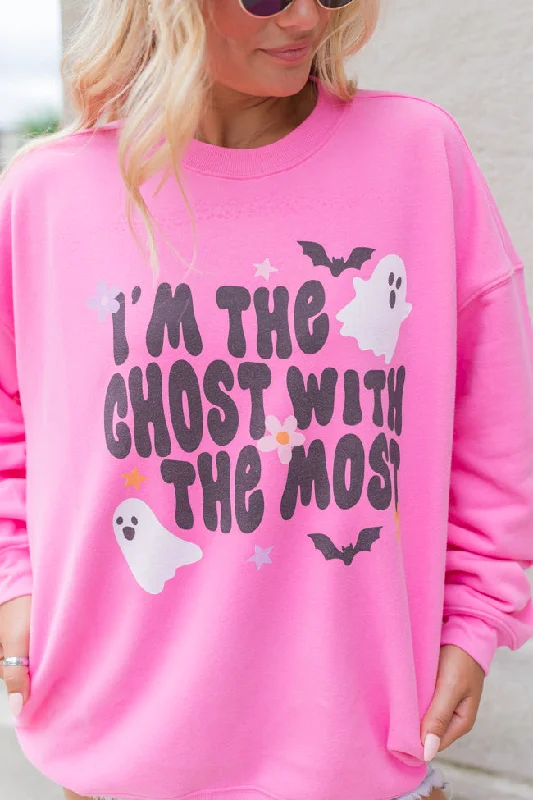 I'm The Ghost With The Most Pink Oversized Graphic Sweatshirt