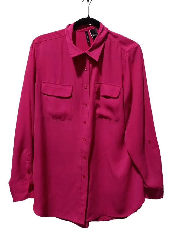 Pink Blouse Long Sleeve New Directions, Size L