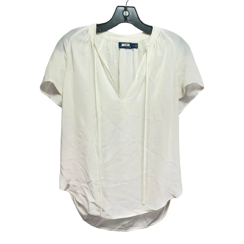 Silk Top Short Sleeve By Polo Ralph Lauren In Cream, Size: M