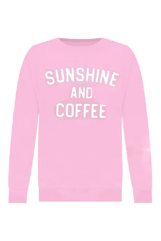 Sunshine and Coffee Pink Oversized Graphic Sweatshirt