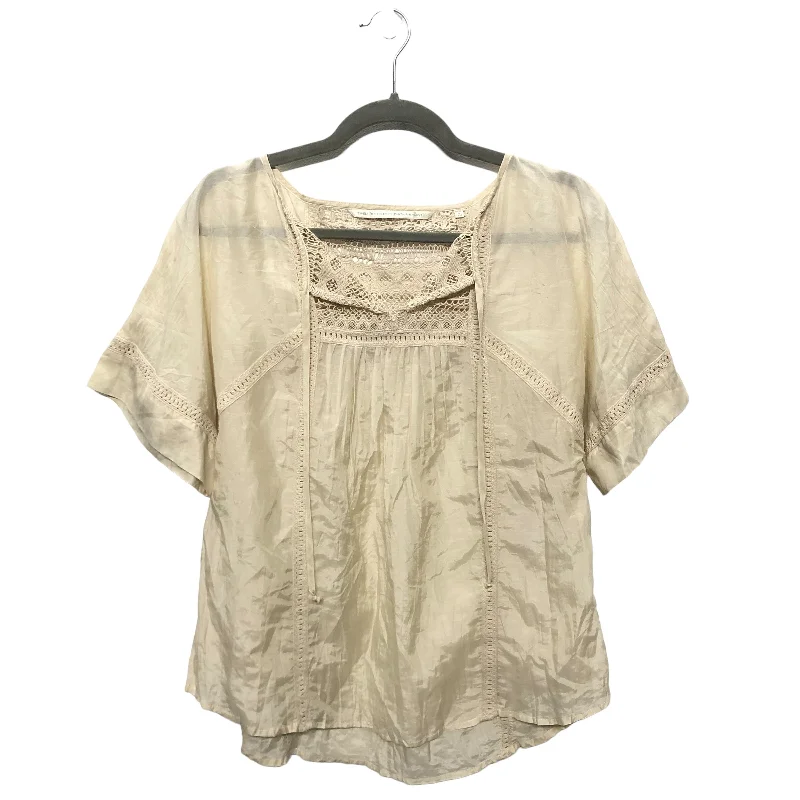 Tan Blouse Short Sleeve Cmc, Size S