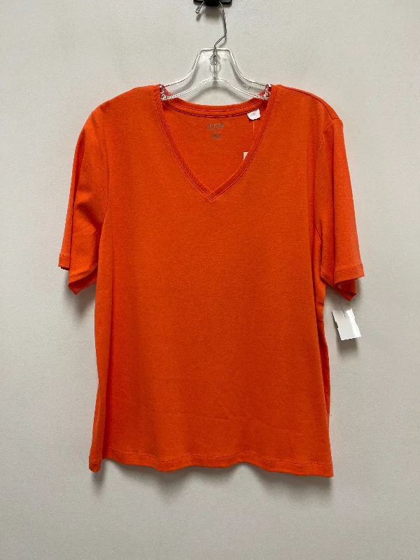 Top Short Sleeve Basic By Chicos In Orange, Size: Xl