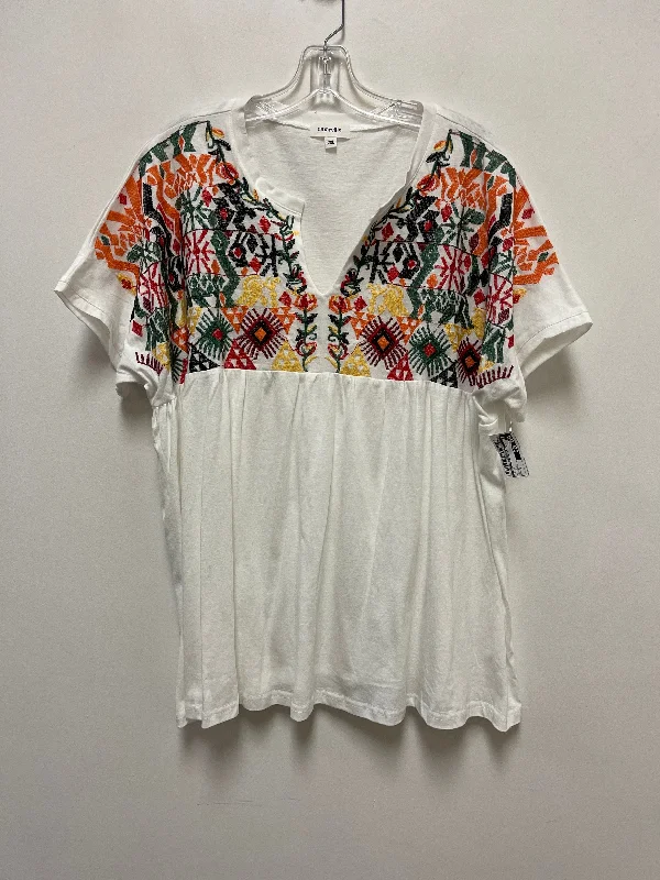 Top Short Sleeve By Clothes Mentor In White, Size: 2x