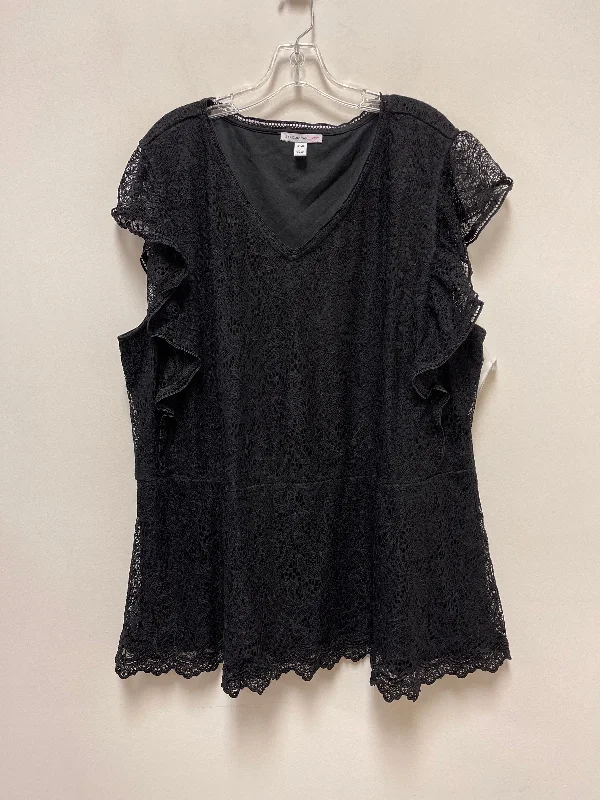 Top Short Sleeve By Isaac Mizrahi Live Qvc In Black, Size: 3x