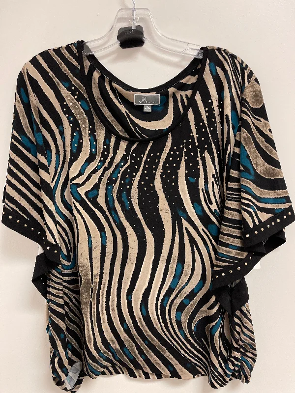 Top Short Sleeve By Jm Collections In Black & Cream, Size: Xl