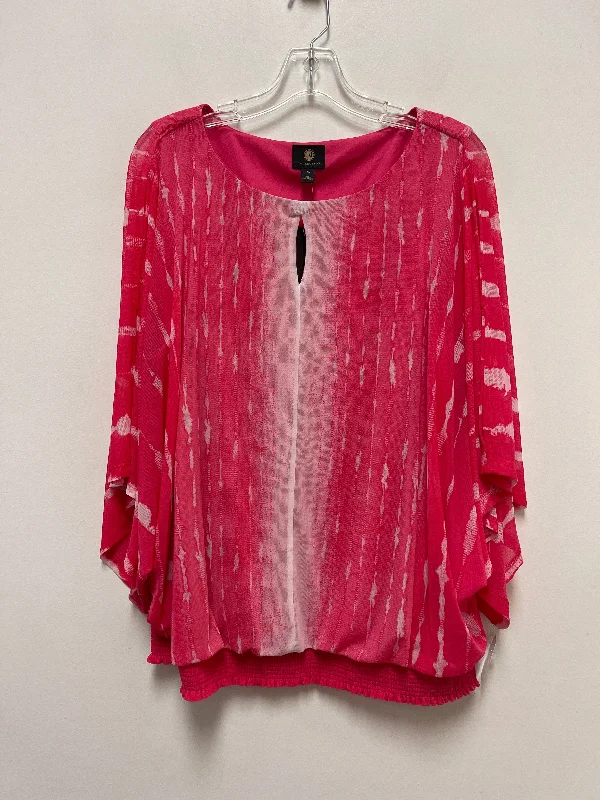 Top Short Sleeve By Jm Collections In Pink, Size: Xl