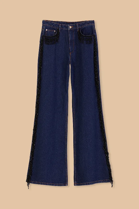 Fringes Beads Wide Pants