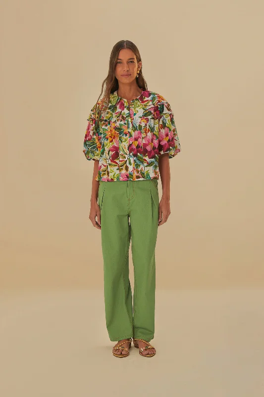 Green Pleat Pants