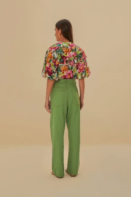 Green Pleat Pants