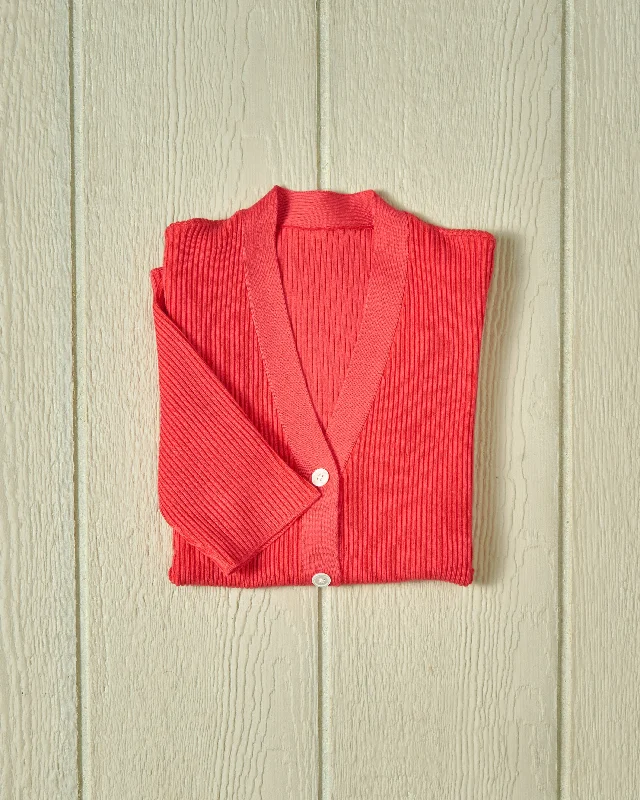 Haven Short Sleeve Knit Cardigan in Coral