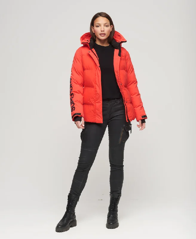 Hooded City Padded Wind Parka Jacket | Sunset Red