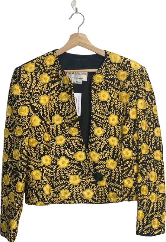 Jaeger Black/Gold Hand Embroidered Silk Jacket UK 14