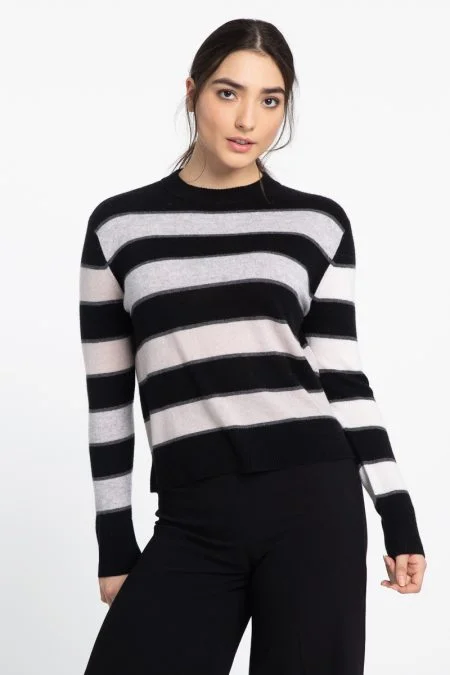 Kinross Cashmere Bold Stripe Crew