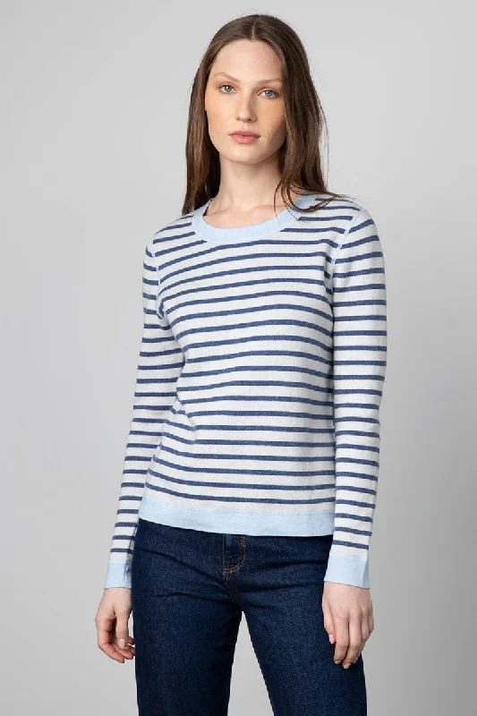 Kinross Cashmere Reversible Stripe Crew