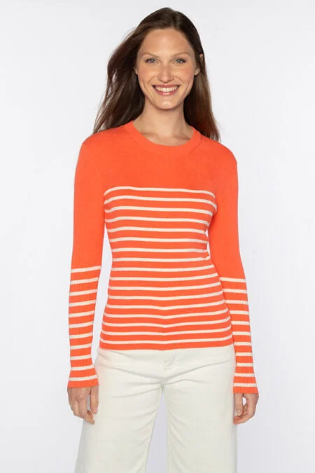 Kinross Cashmere Stripe Rib Crew