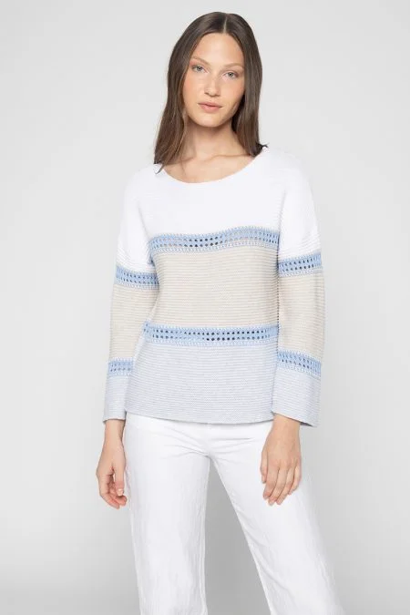 Kinross Cashmere Wide Stripe Boatneck