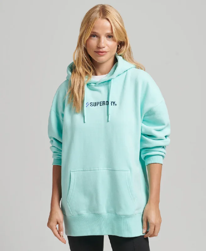 Logo Applique Oversized Crew Hoodie | Cali Blue