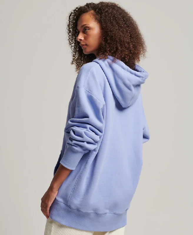 Logo Applique Oversized Crew Hoodie | Jacaranda