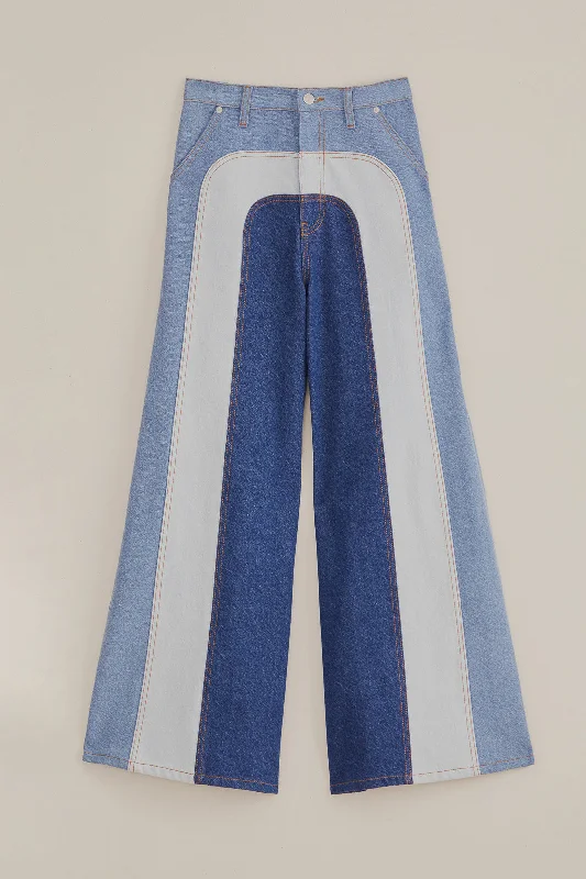 Patchwork Denim Wide Pants