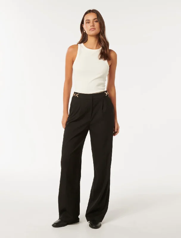 Remi Trim Detail Straight Pants