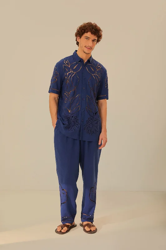 Surrealist Richelieu Embroidered Euroflax™ Premium Linen Pants