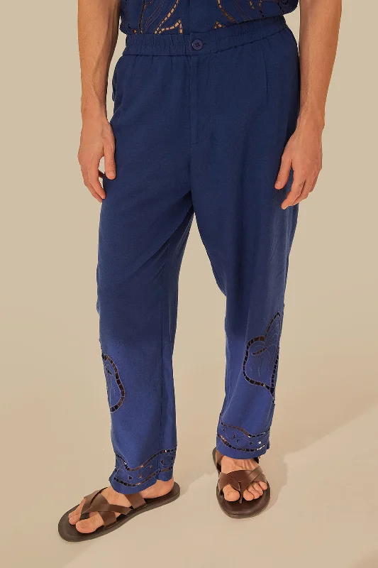 Surrealist Richelieu Embroidered Euroflax™ Premium Linen Pants