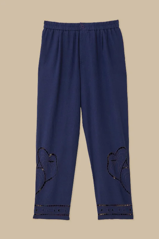 Surrealist Richelieu Embroidered Euroflax™ Premium Linen Pants